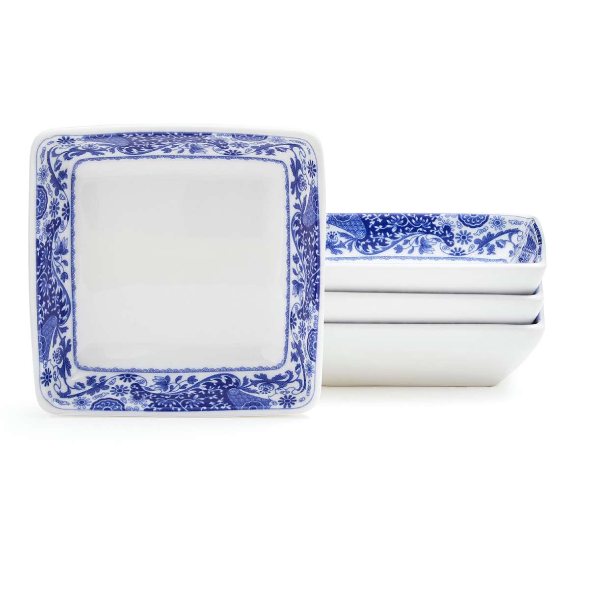 Blue Italian Brocato Set of 4 Square Dishes  image number null